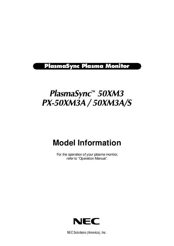 Mode d'emploi NEC PLASMASYNC PX-50XM3A