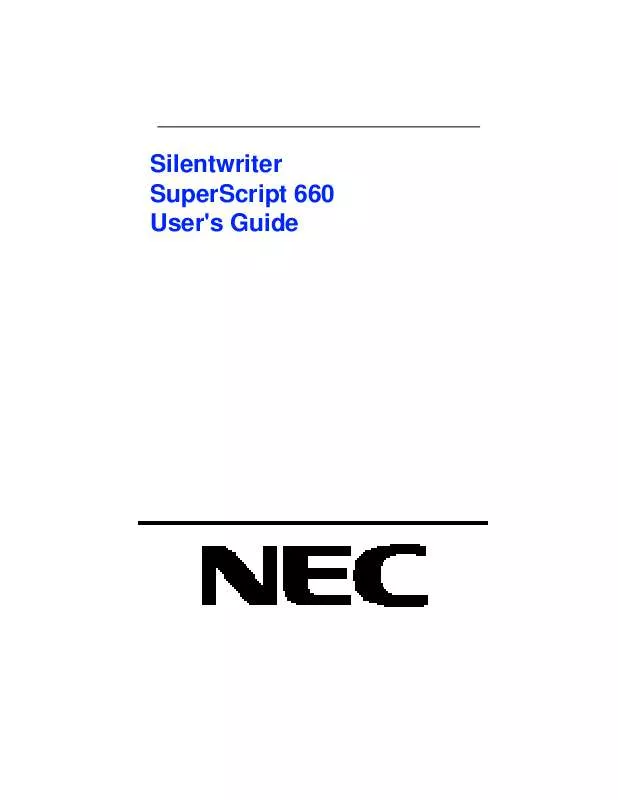 Mode d'emploi NEC SILENTWRITER SUPERSCRIPT 660