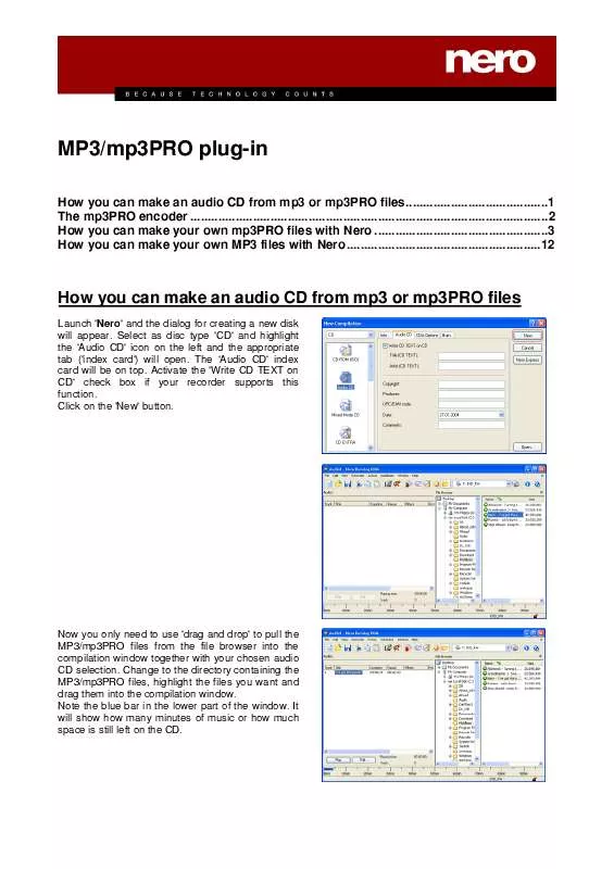 Mode d'emploi NERO MP3
