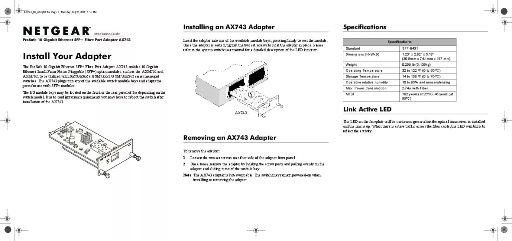 Mode d'emploi NETGEAR AX743-10000S
