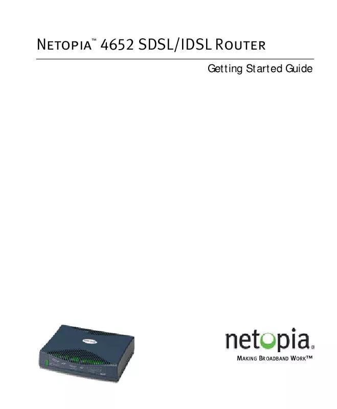 Mode d'emploi NETOPIA 4652 SDSL-IDSL ROUTER