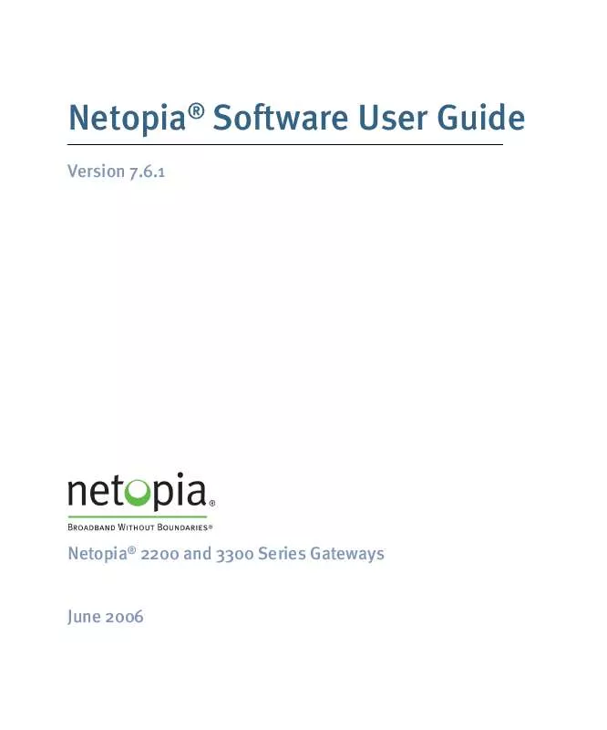 Mode d'emploi NETOPIA SOFTWARE 7.6.1