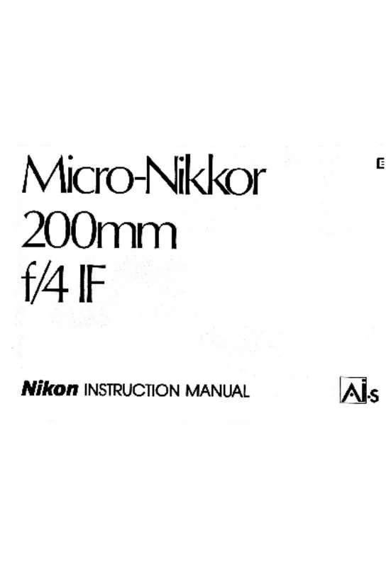 Mode d'emploi NIKON AI-S MICRO-NIKKOR 200MM F/4 IF