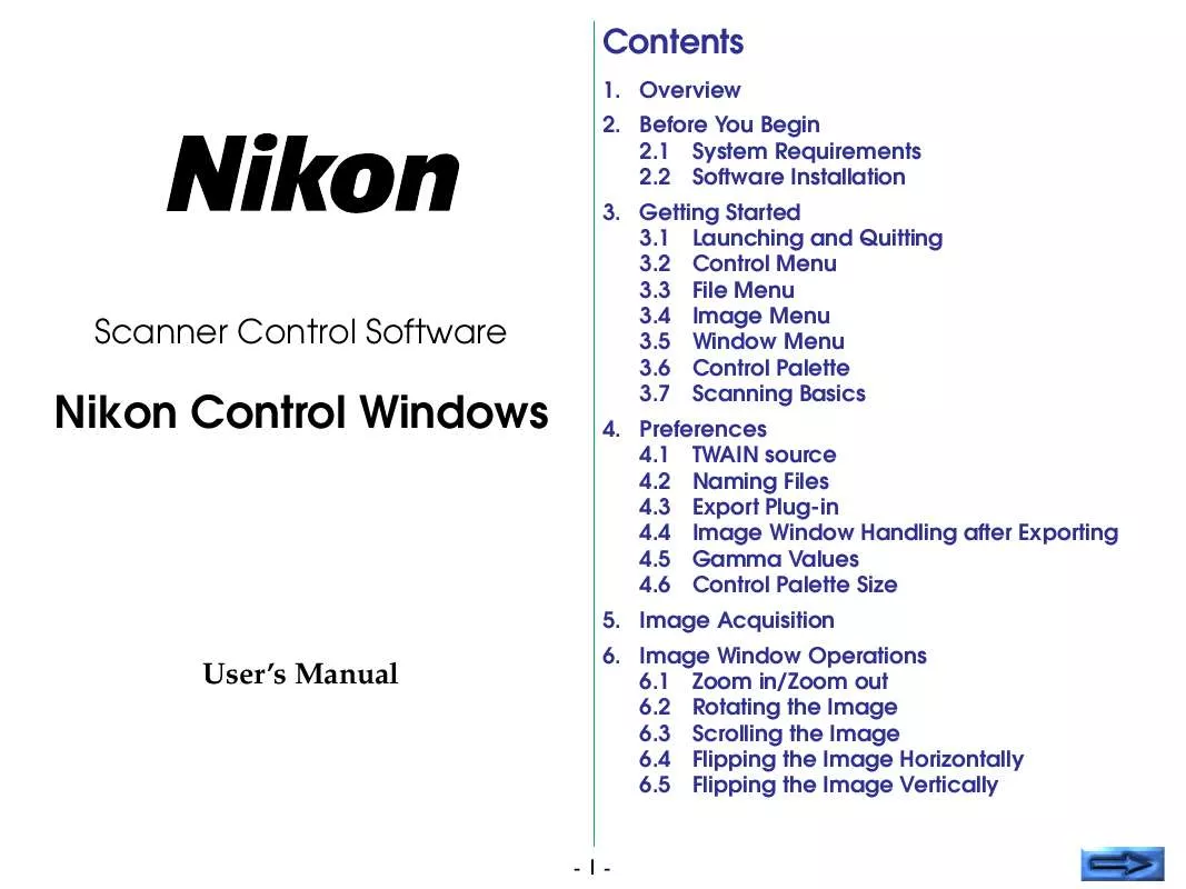 Mode d'emploi NIKON CONTROL WINDOWS
