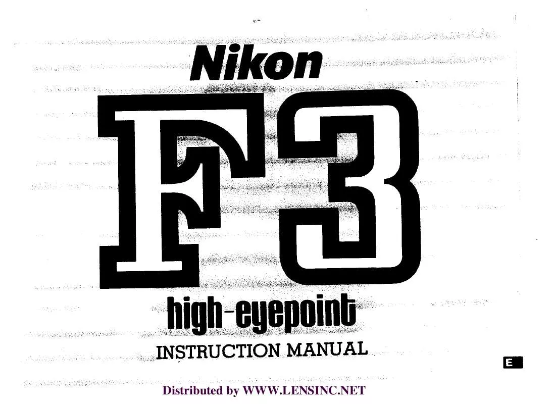 Mode d'emploi NIKON F3 HIGH-EYEPOINT