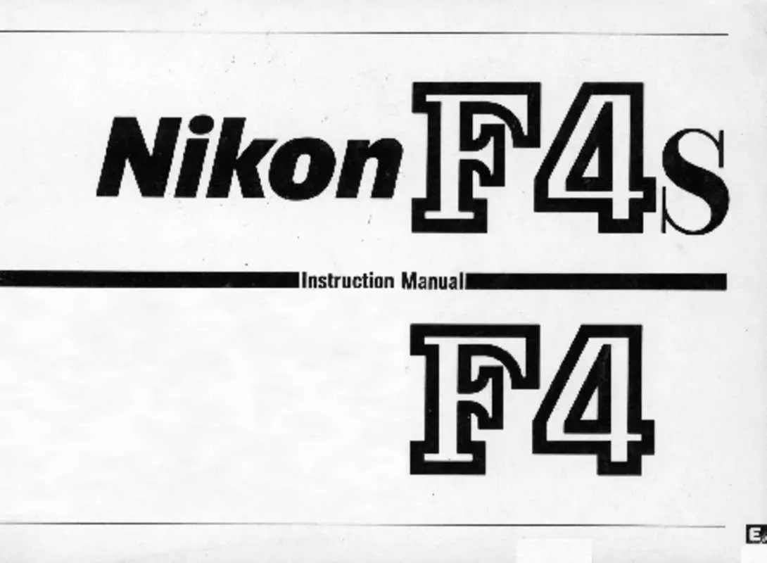 Mode d'emploi NIKON F4 / F4S