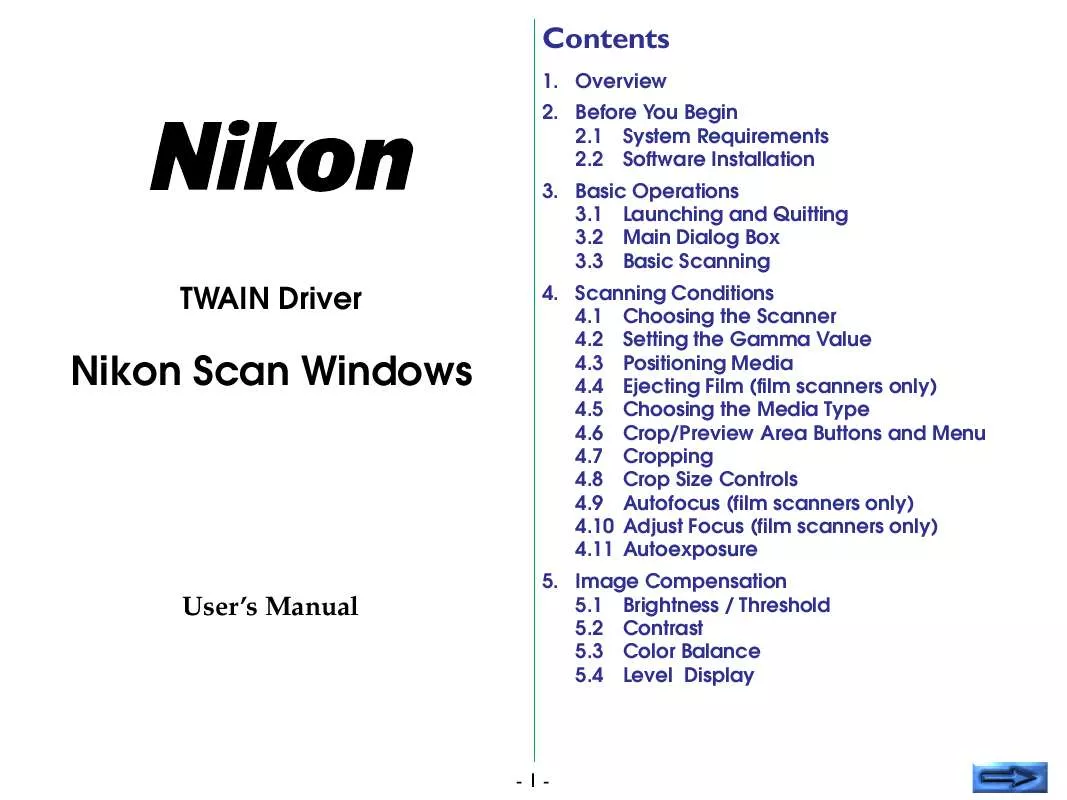Mode d'emploi NIKON SCAN 1.6.3 FOR WINDOWS