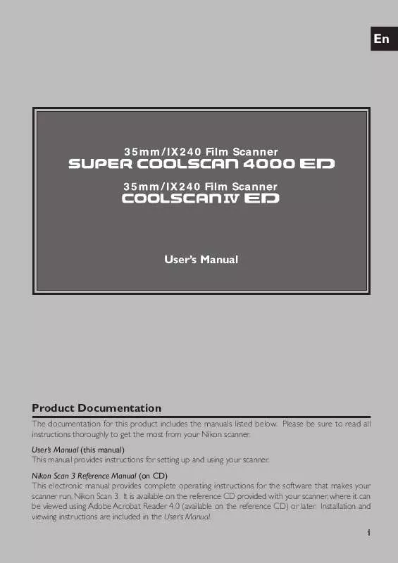 Mode d'emploi NIKON SUPER COOLSCAN LS-4000 ED