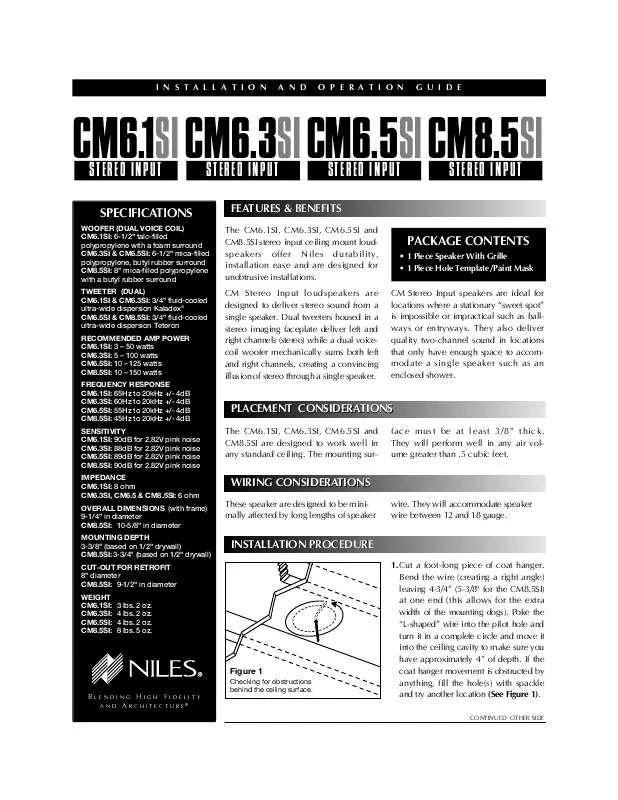 Mode d'emploi NILES CM6.1SI