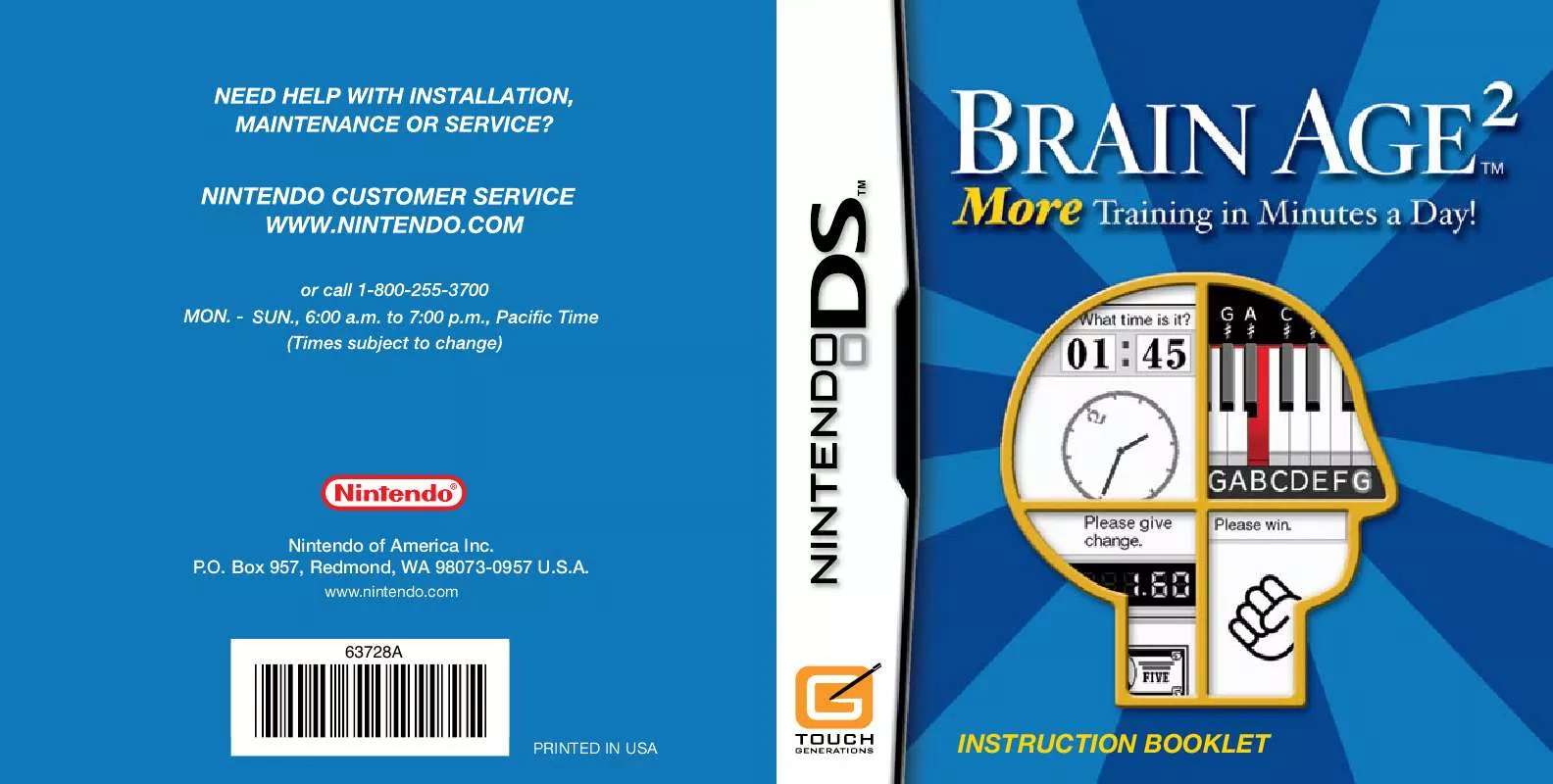 Mode d'emploi NINTENDO BRAIN AGE 2: MORE TRAINING IN MINUTES A DAY!