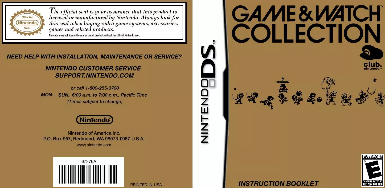 Mode d'emploi NINTENDO DS GAME WATCH COLLECTION