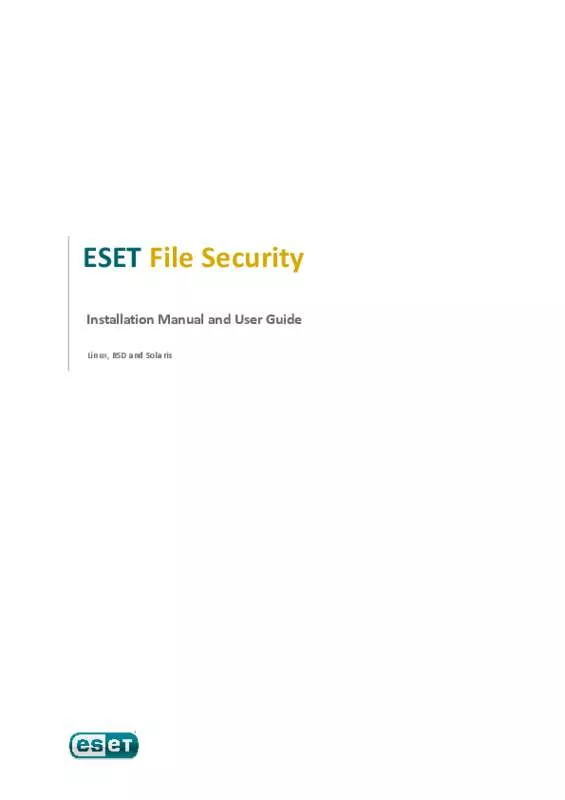 Mode d'emploi NOD32 ESET FILE SECURITY FOR LINUX/BSD/SOLARIS