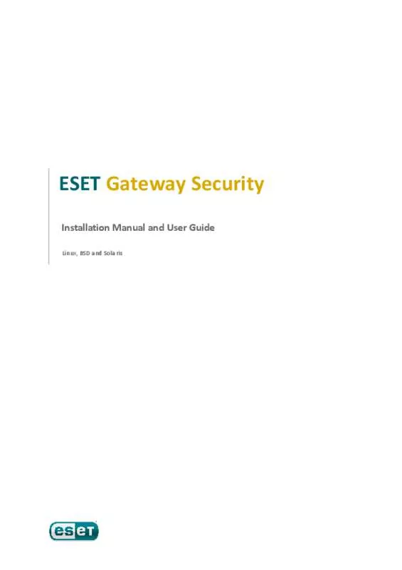 Mode d'emploi NOD32 ESET GATEWAY SECURITY FOR LINUX/BSD/SOLARIS