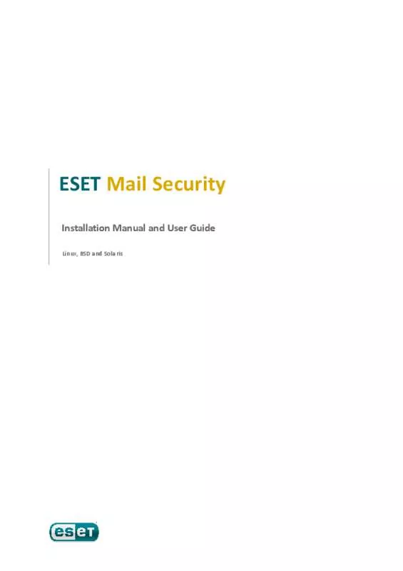 Mode d'emploi NOD32 ESET MAIL SECURITY FOR LINUX/BSD/SOLARIS