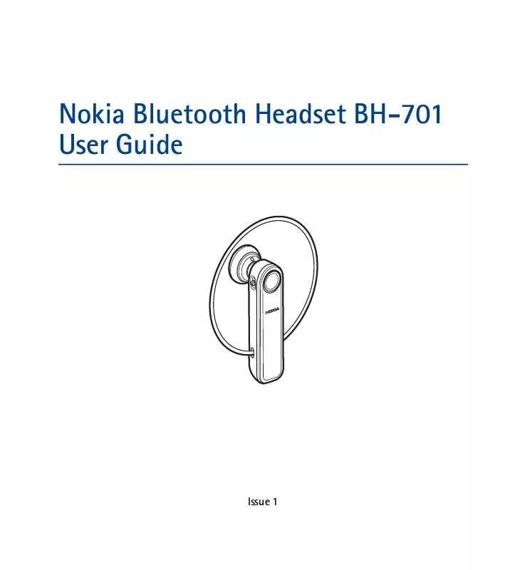 Mode d'emploi NOKIA BLUETOOTH HEADSET BH-701