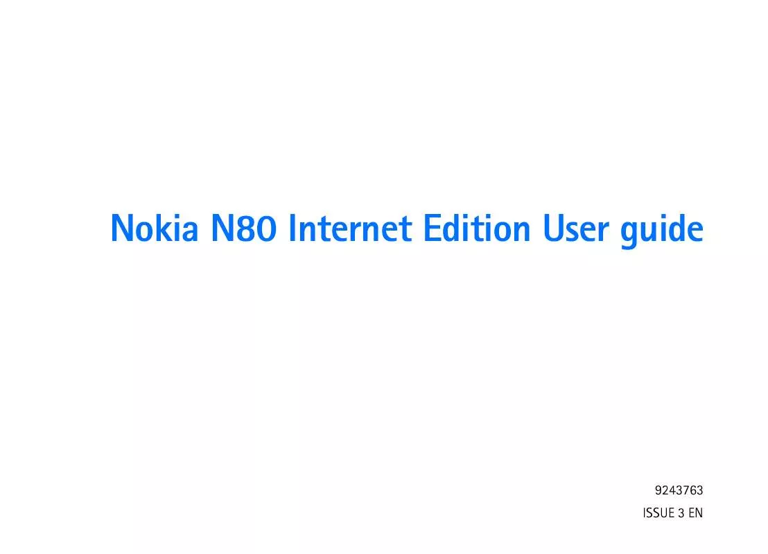 Mode d'emploi NOKIA N80 INTERNET