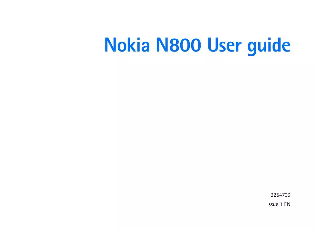 Mode d'emploi NOKIA N800 INTERNET