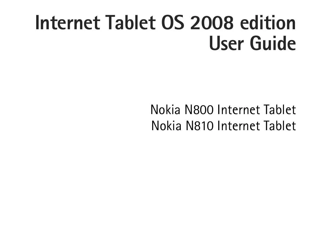 Mode d'emploi NOKIA N810 INTERNET TABLET