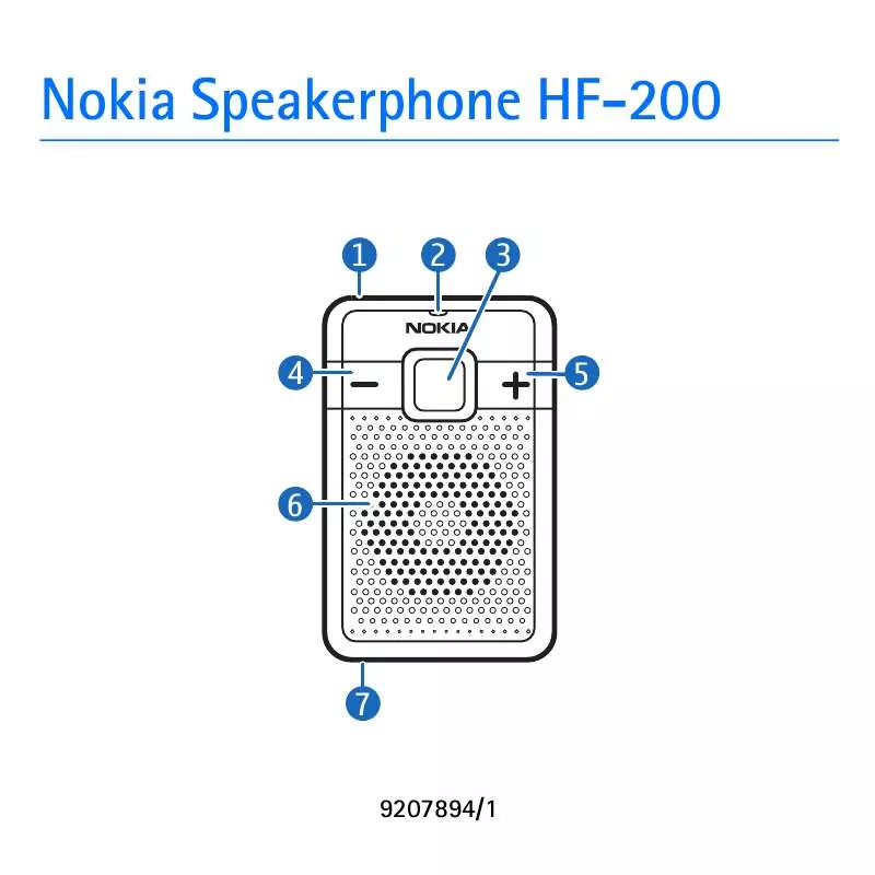 Mode d'emploi NOKIA SPEAKERPHONE HF-200