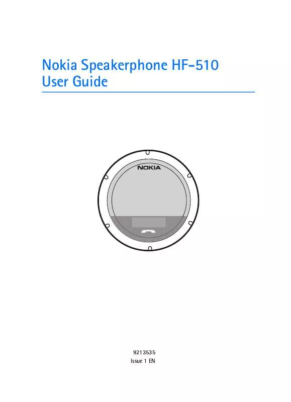 Mode d'emploi NOKIA SPEAKERPHONE HF-510