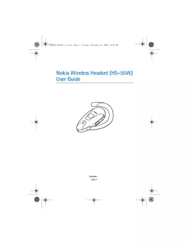 Mode d'emploi NOKIA WIRELESS HEADSET HS-55W