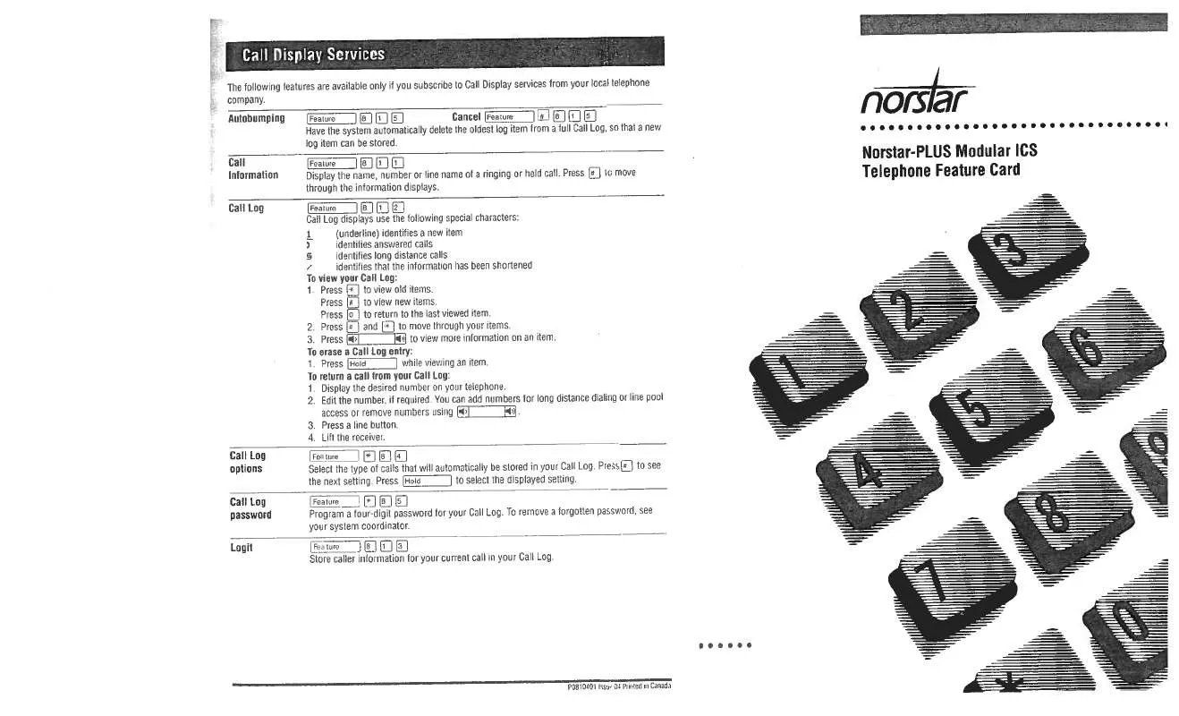 Mode d'emploi NORTEL NORSTAR-PLUS MODULAR ICS