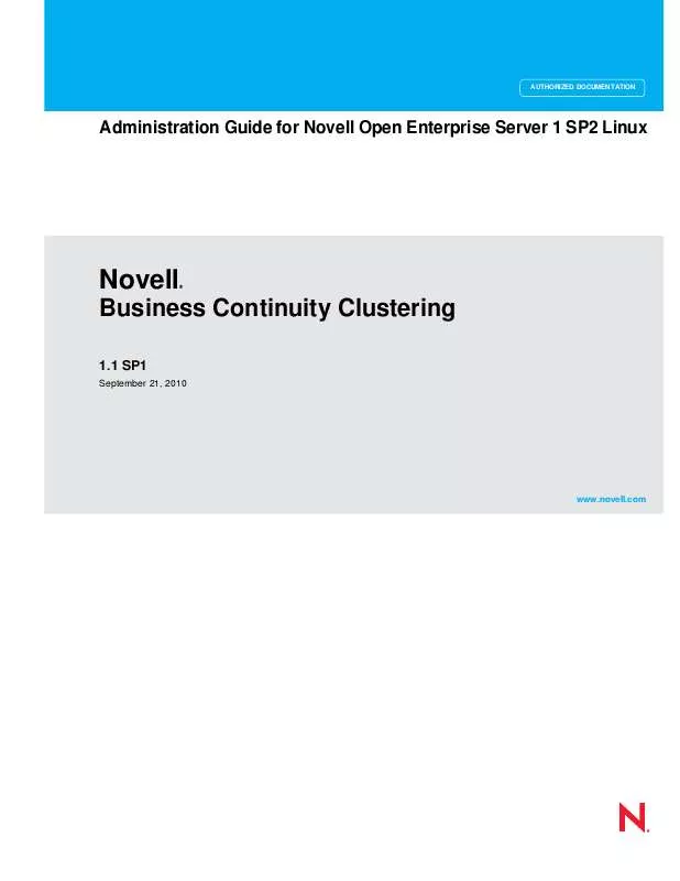 Mode d'emploi NOVELL BUSINESS CONTINUITY CLUSTERING 1.1 SP1
