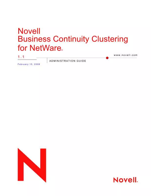 Mode d'emploi NOVELL BUSINESS CONTINUITY CLUSTERING FOR NETWARE 1.1