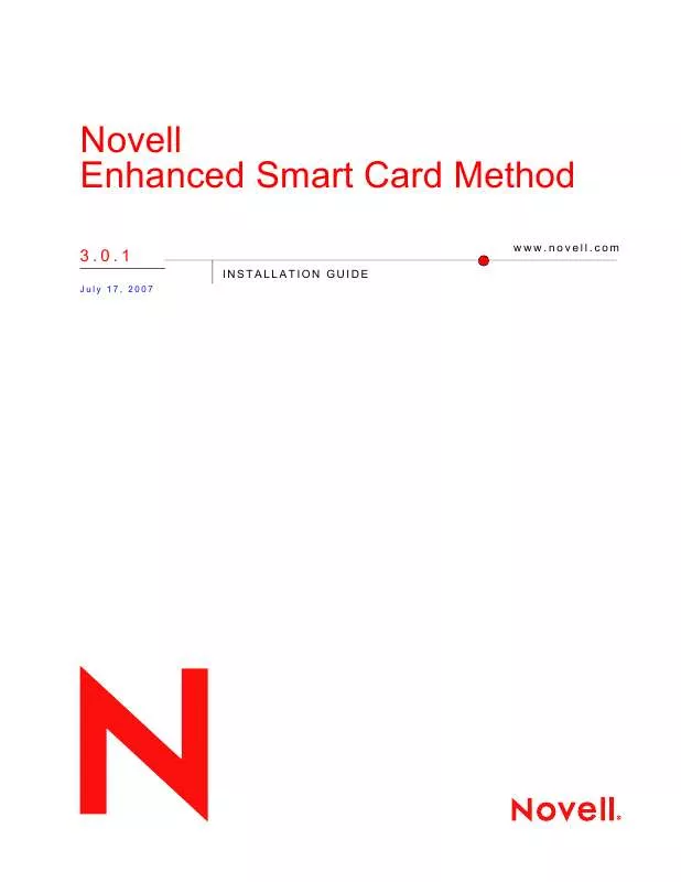 Mode d'emploi NOVELL ENHANCED SMART CARD METHOD 3.0.1