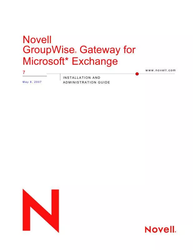 Mode d'emploi NOVELL GROUPWISE 7 GATEWAY FOR MICROSOFT EXCHANGE