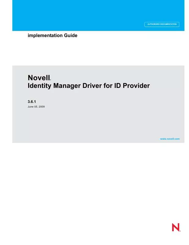 Mode d'emploi NOVELL IDENTITY MANAGER DRIVER FOR ID PROVIDER 3.6.1