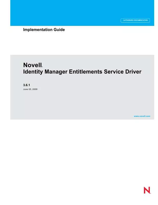 Mode d'emploi NOVELL IDENTITY MANAGER ENTITLEMENTS SERVICE DRIVER 3.6.1