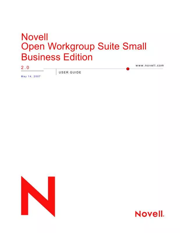 Mode d'emploi NOVELL OPEN WORKGROUP SUITE SMALL BUSINESS EDITION 2.0