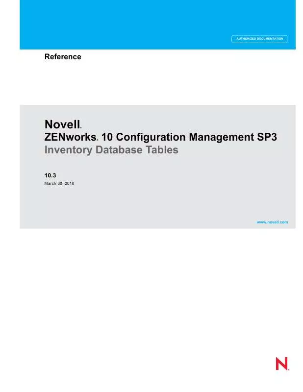 Mode d'emploi NOVELL ZENWORKS 10 CONFIGURATION MANAGEMENT SP3 10.3