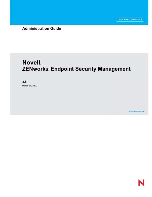 Mode d'emploi NOVELL ZENWORKS ENDPOINT SECURITY MANAGEMENT 3.5