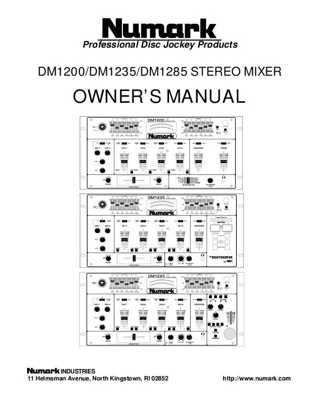 Mode d'emploi NUMARK DM1235