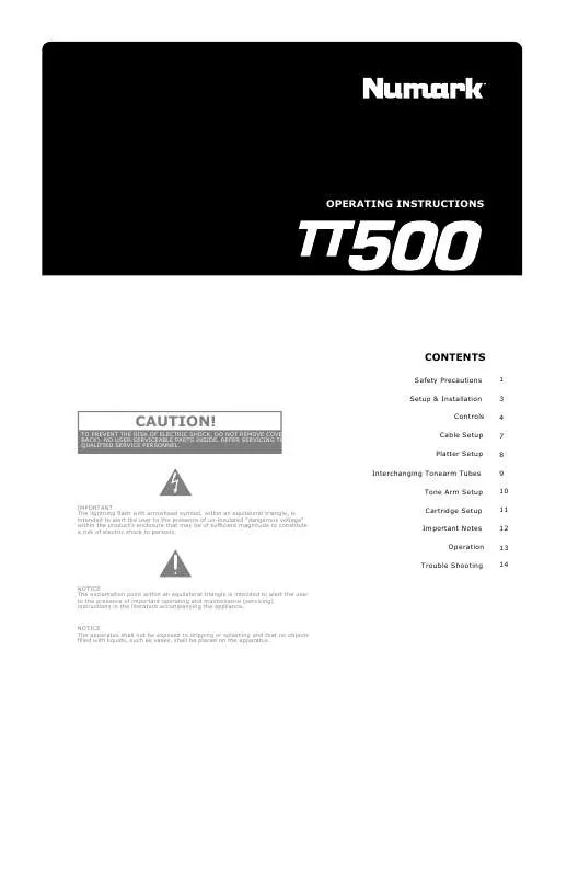 Mode d'emploi NUMARK TT500