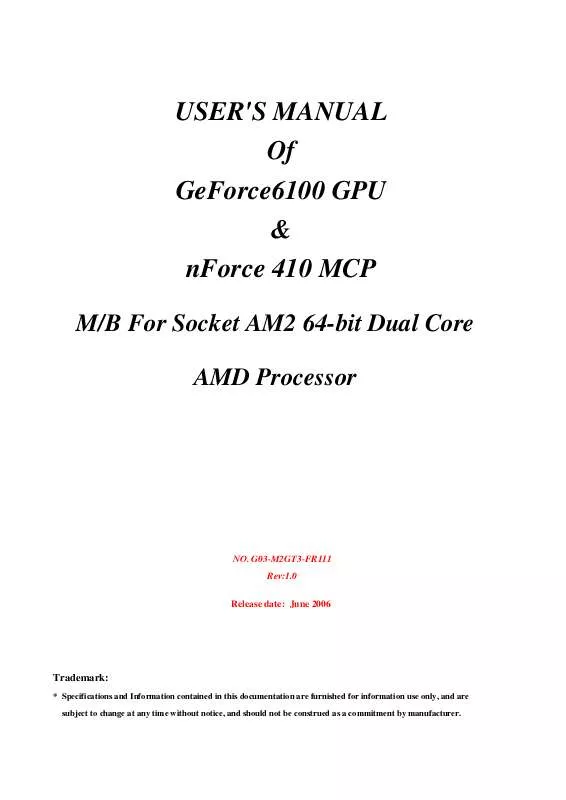 Mode d'emploi NVIDIA GEFORCE6100 GPU