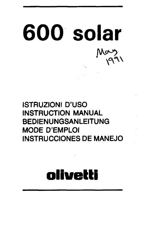 Mode d'emploi OLIVETTI 600 SOLAR
