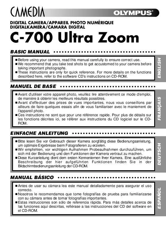 Mode d'emploi OLYMPUS C-700 ULTRA ZOOM