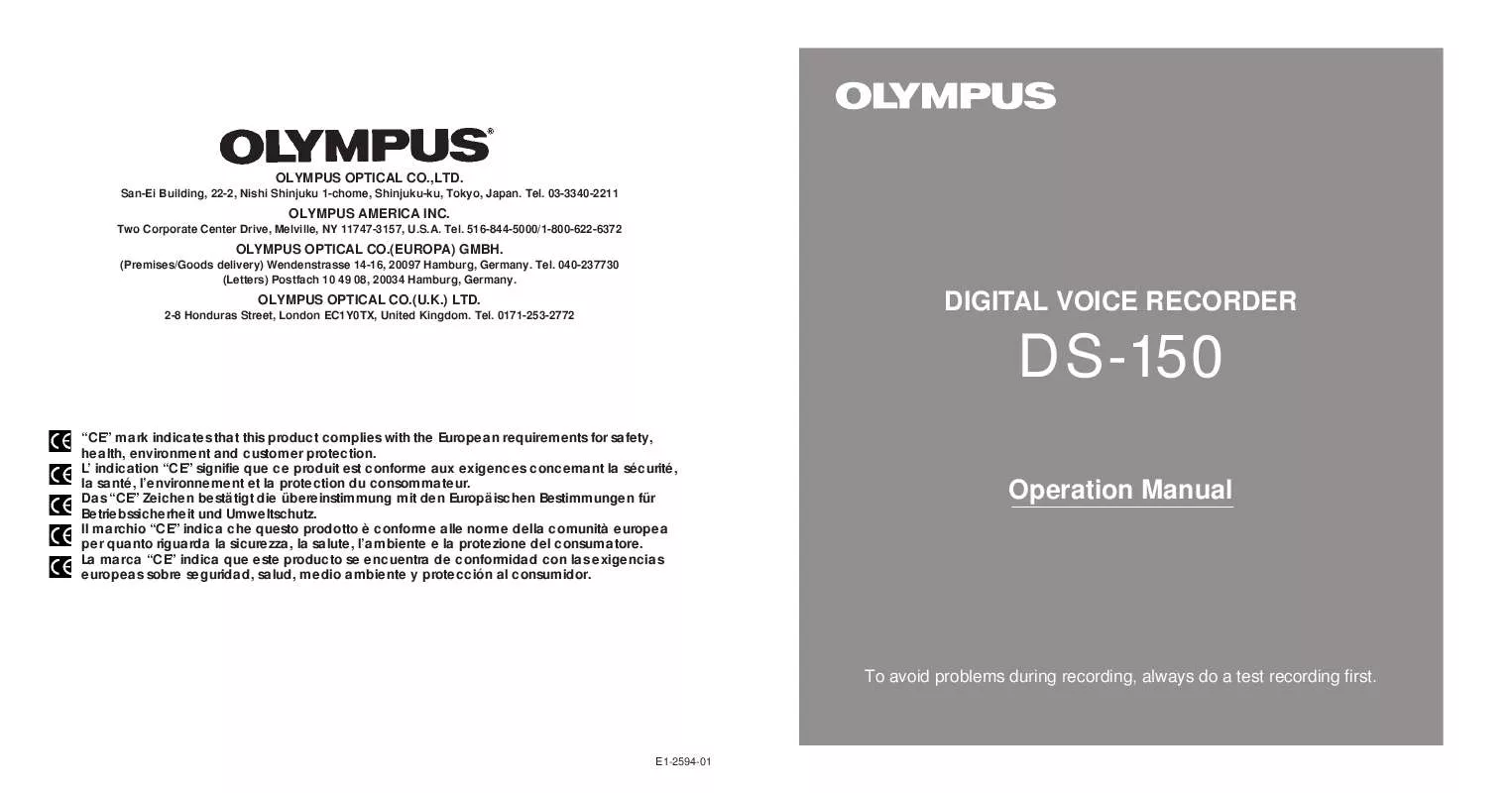 Mode d'emploi OLYMPUS DS-150