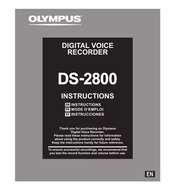 Mode d'emploi OLYMPUS DS-2800