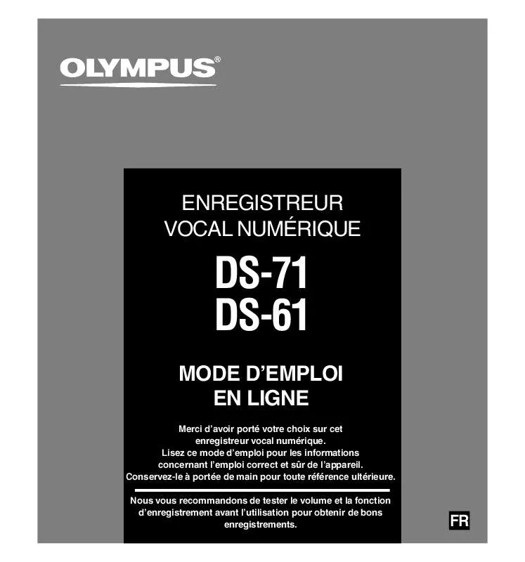 Mode d'emploi OLYMPUS DS-71