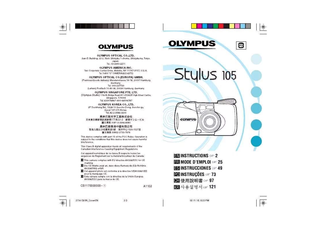Mode d'emploi OLYMPUS STYLUS 105