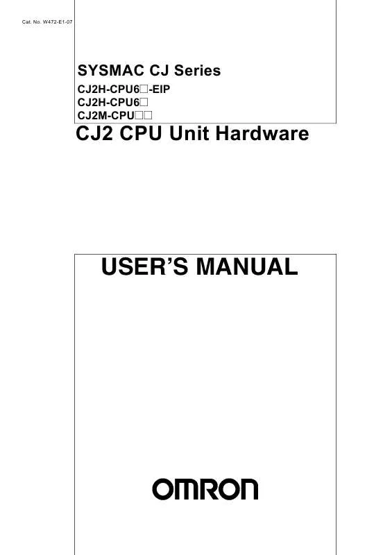 Mode d'emploi OMRON CJ2 CPU UNIT HARDWARE