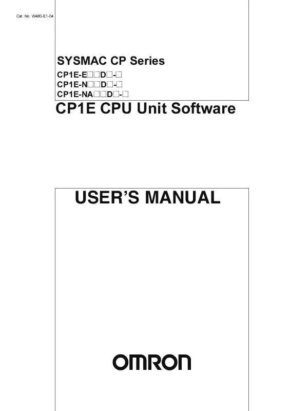 Mode d'emploi OMRON CP1E CPU UNIT SOFTWARE