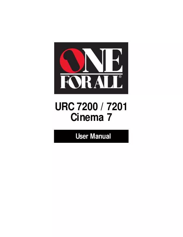 Mode d'emploi ONE FOR ALL URC-7200