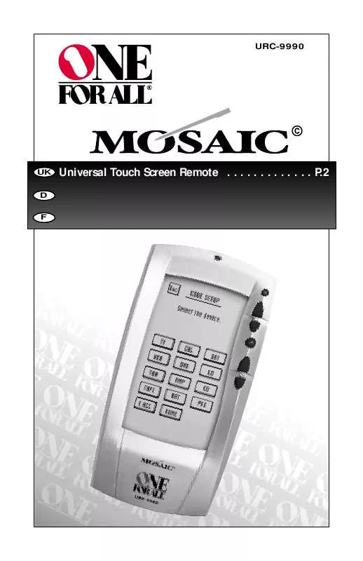 Mode d'emploi ONE FOR ALL URC-9990