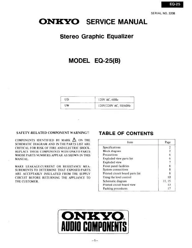 Mode d'emploi ONKYO EQ-25