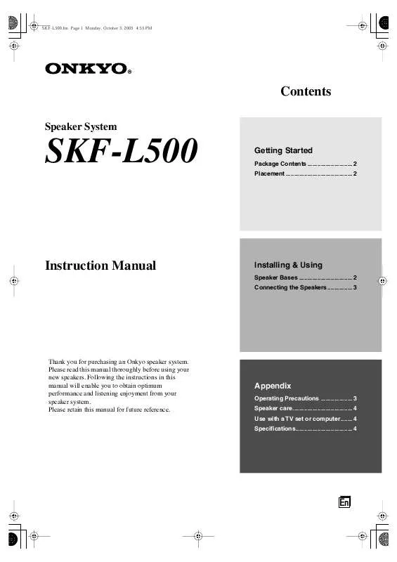 Mode d'emploi ONKYO SKF-L500